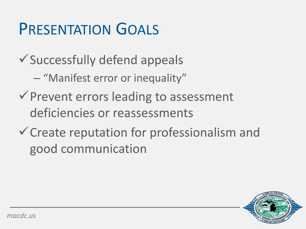 p resentation g oals