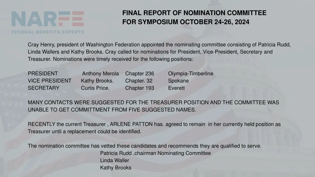 final report of nomination committee