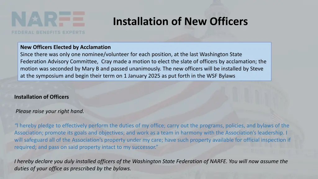installation of new officers