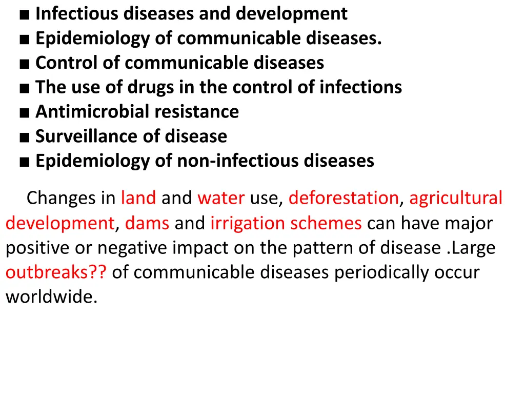 infectious diseases and development epidemiology