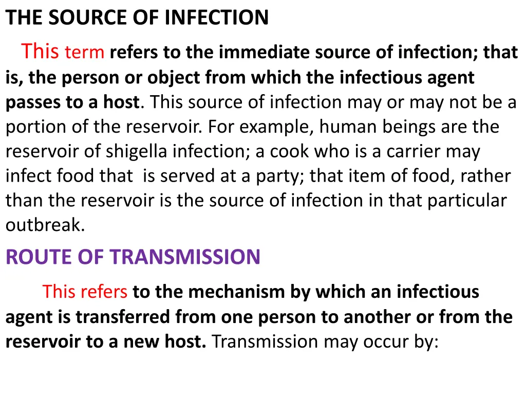 the source of infection this term refers