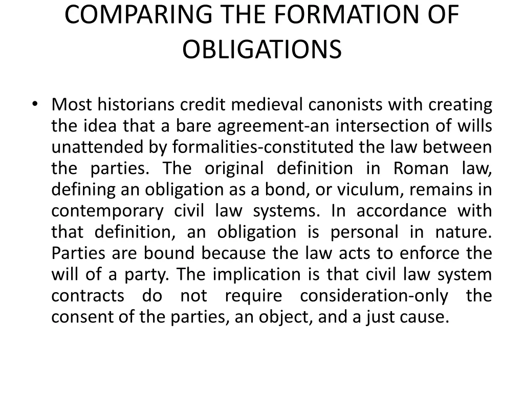 comparing the formation of obligations