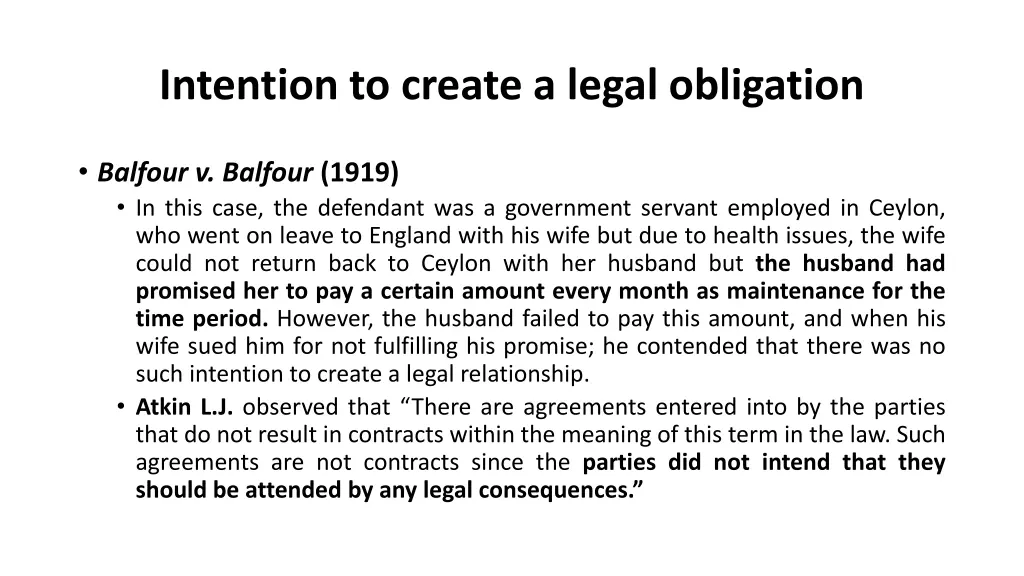 intention to create a legal obligation