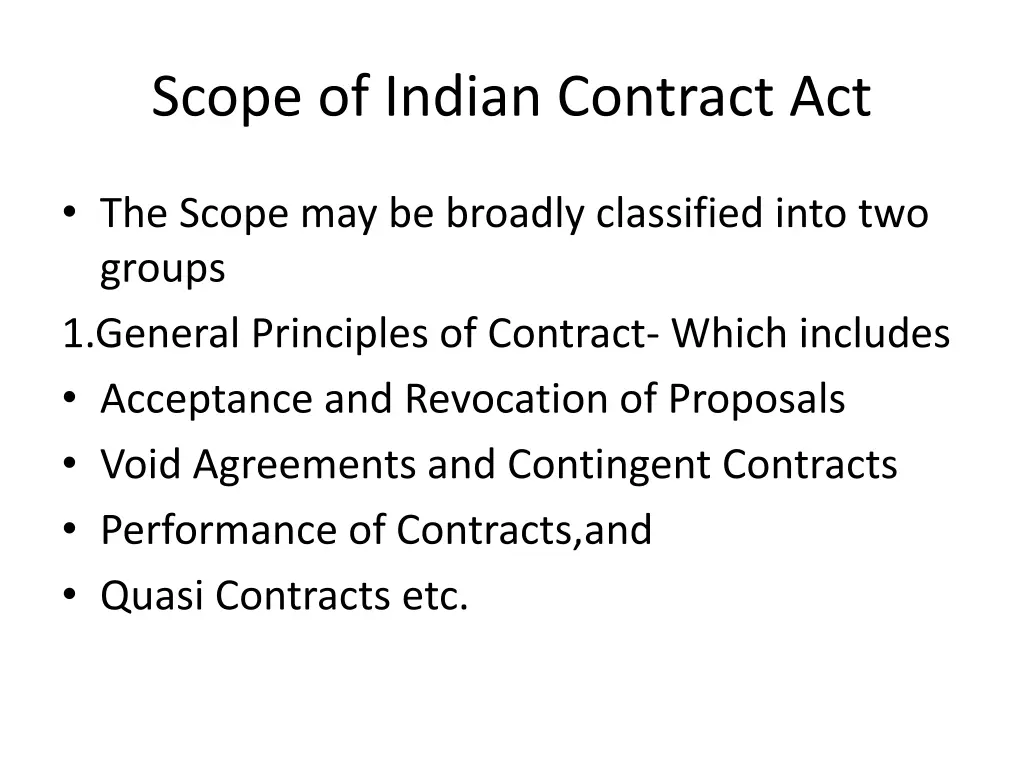 scope of indian contract act