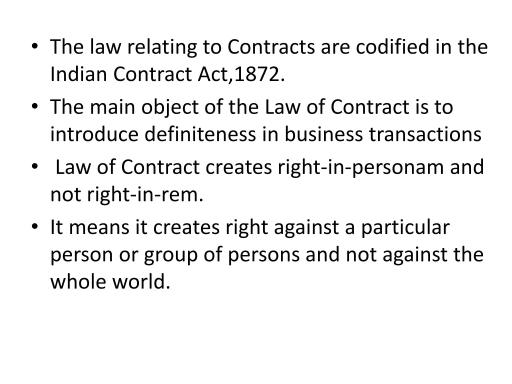 the law relating to contracts are codified