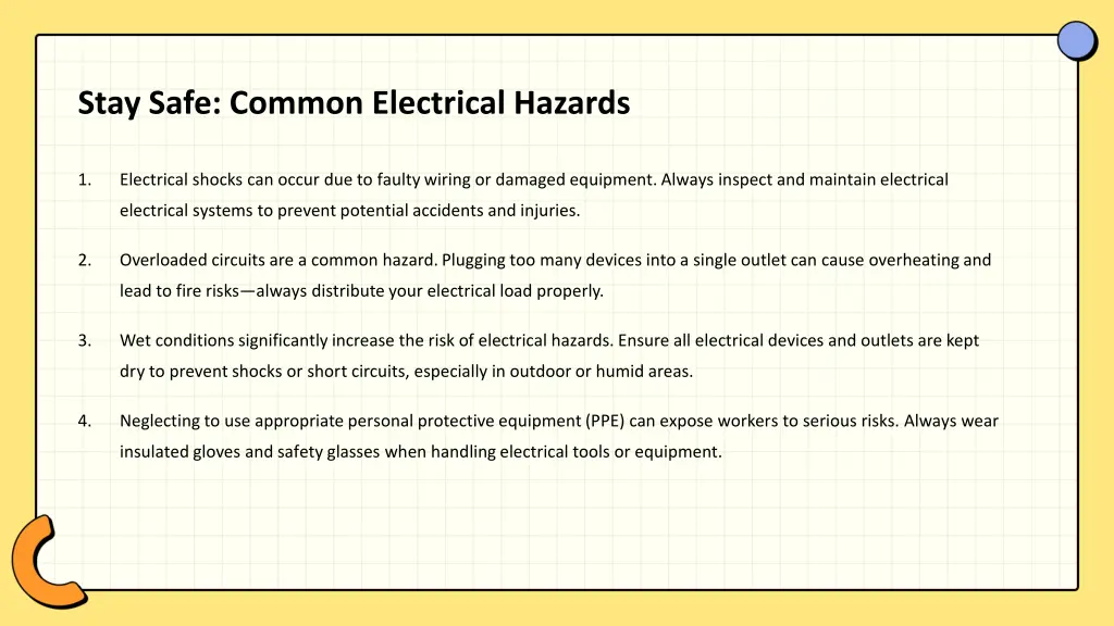 stay safe common electrical hazards