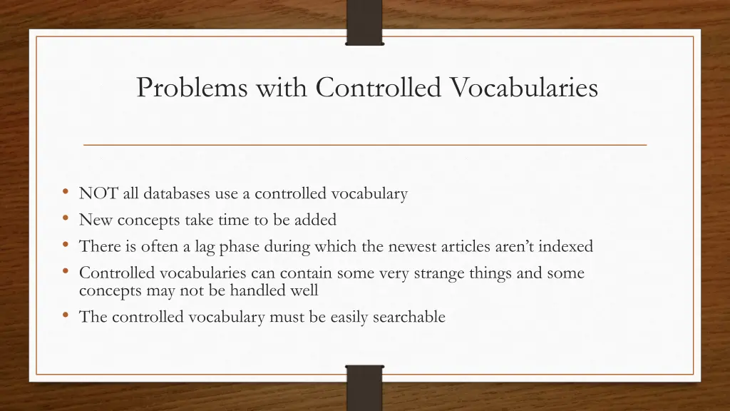 problems with controlled vocabularies