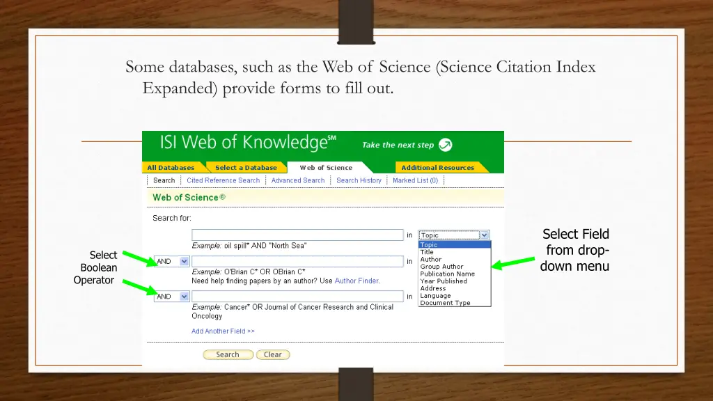 some databases such as the web of science science