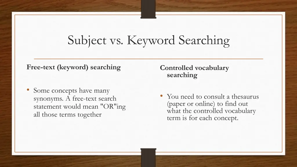 subject vs keyword searching