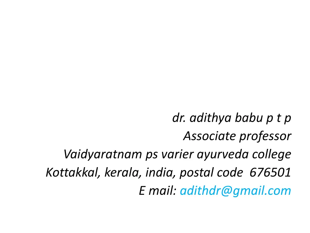 dr adithya babu p t p associate professor