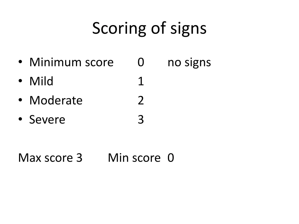 scoring of signs