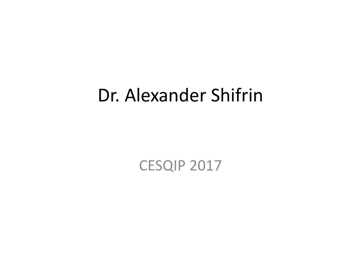 dr alexander shifrin