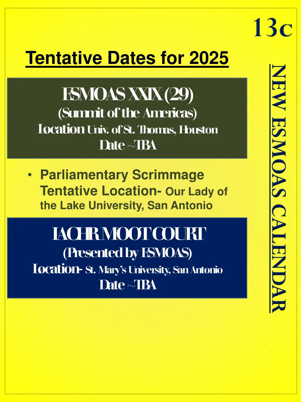 tentative dates for 2025