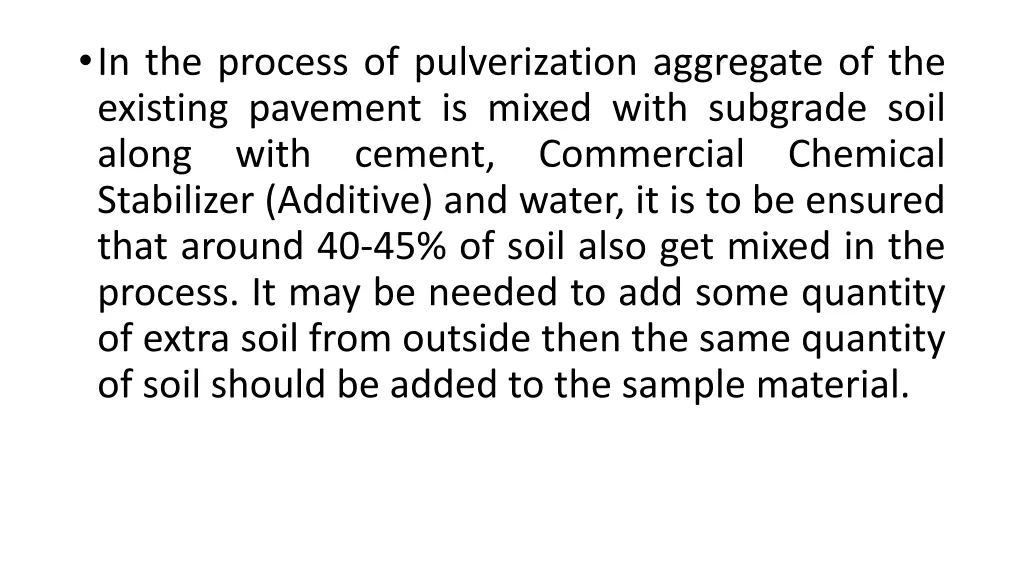 in the process of pulverization aggregate