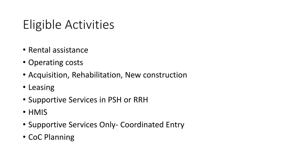 eligible activities