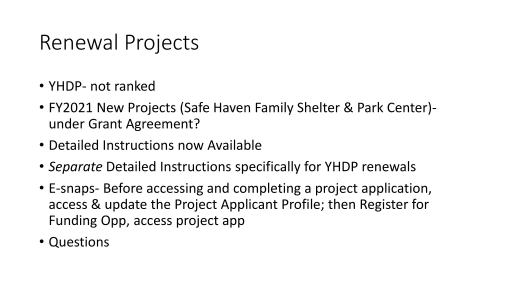 renewal projects