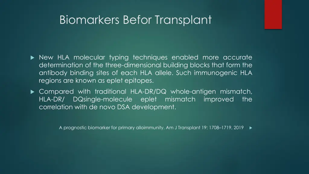 biomarkers befor transplant