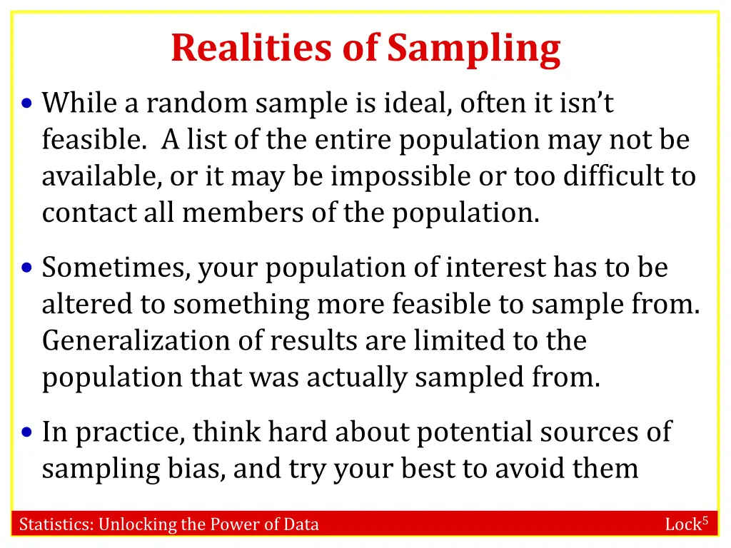 realities of sampling