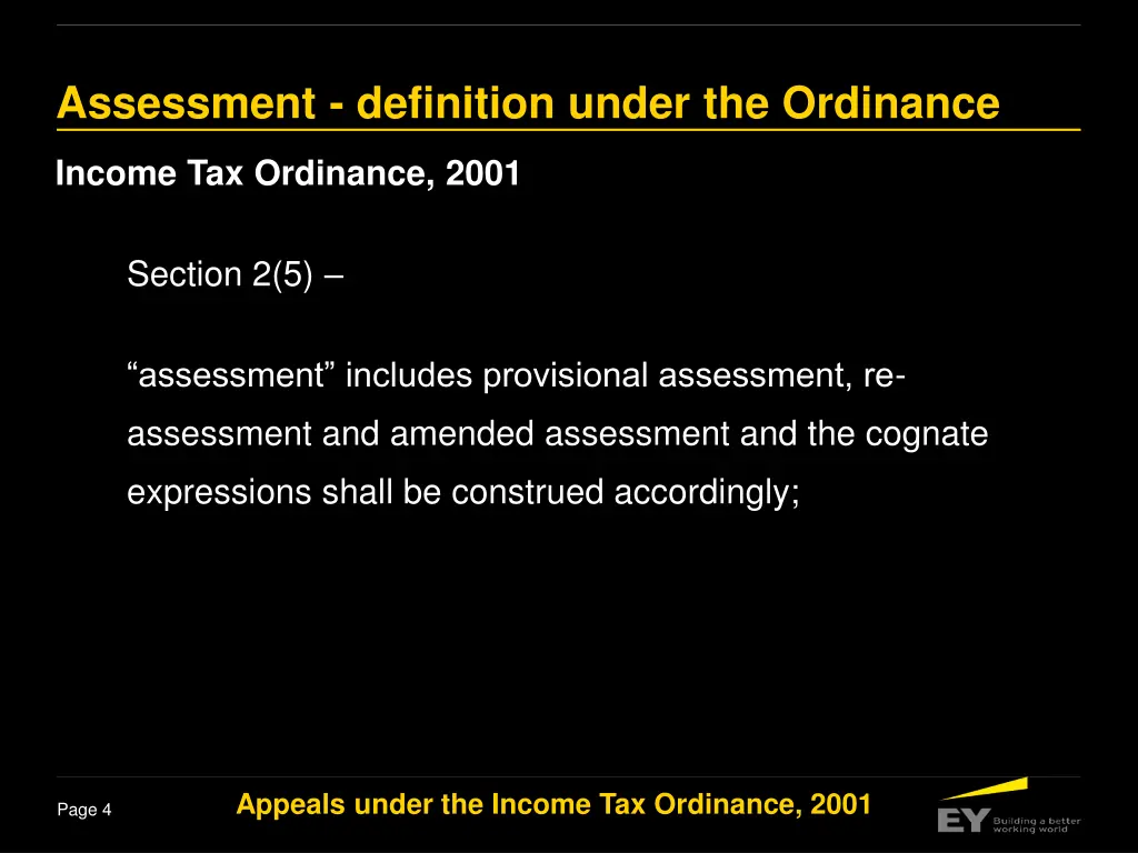 assessment definition under the ordinance