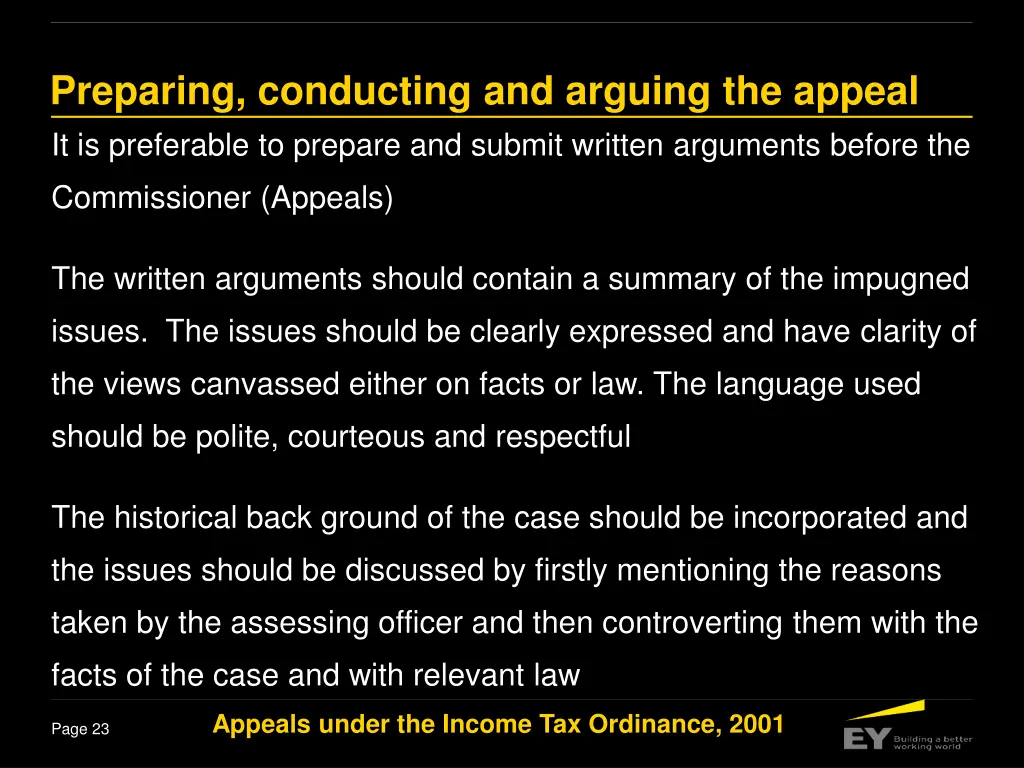 preparing conducting and arguing the appeal 1