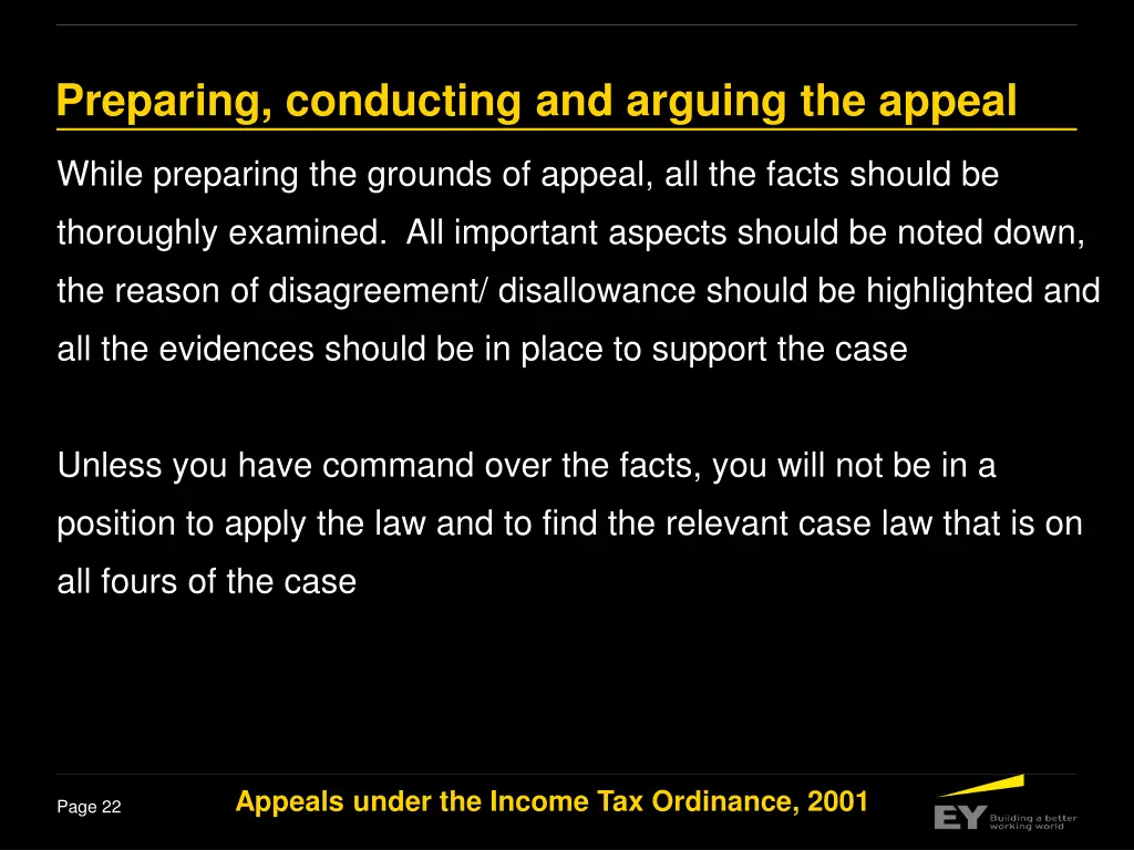 preparing conducting and arguing the appeal