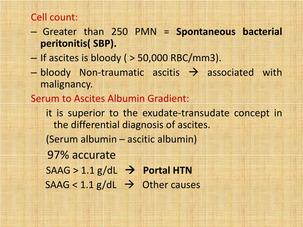 cell count greater than 250 pmn spontaneous