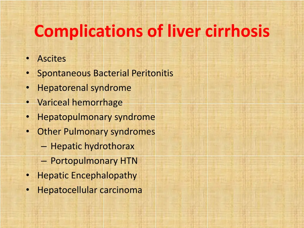 complications of liver cirrhosis