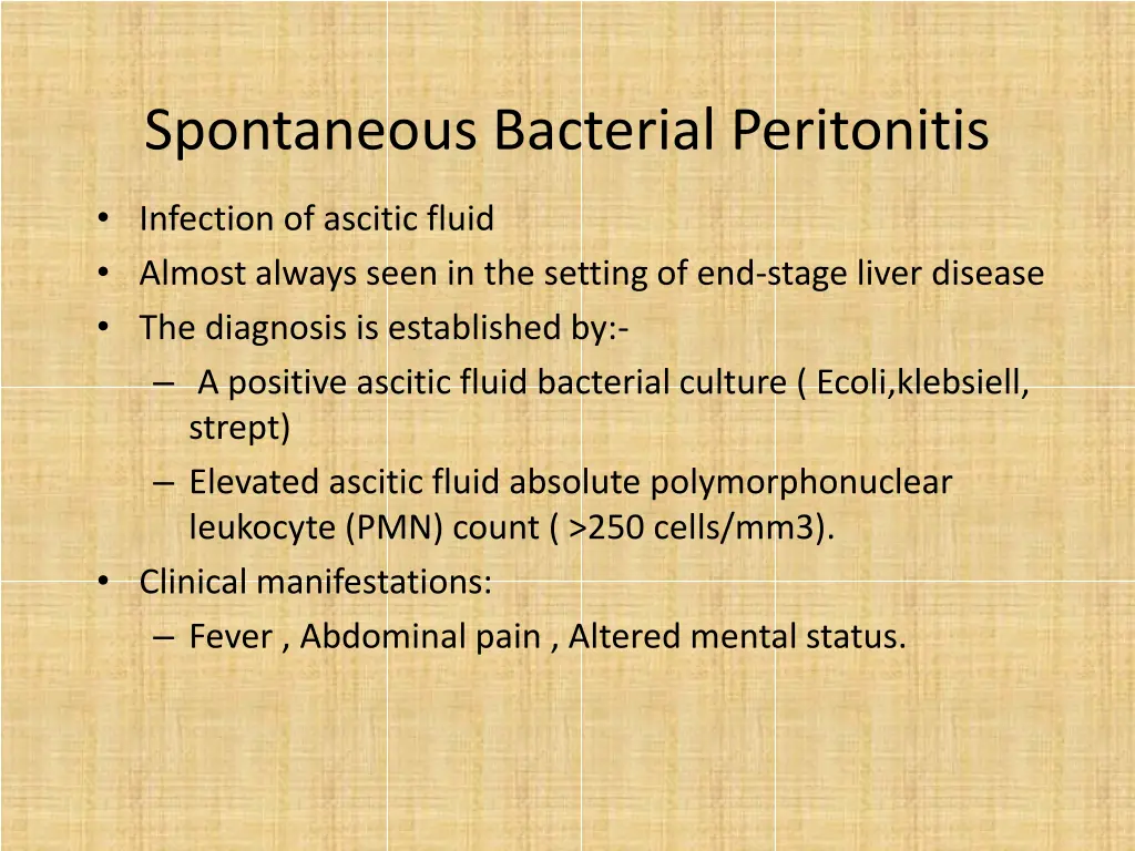 spontaneous bacterial peritonitis