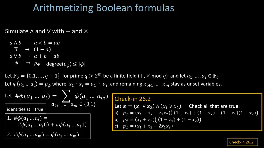 arithmetizing boolean formulas
