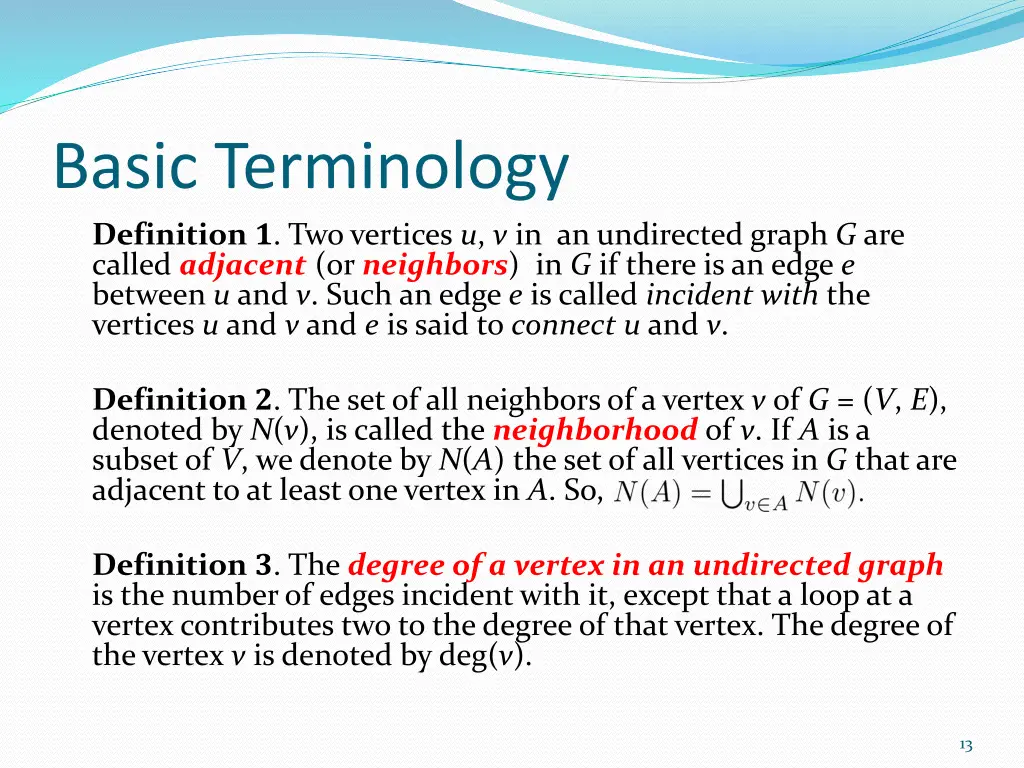 basic terminology definition 1 two vertices