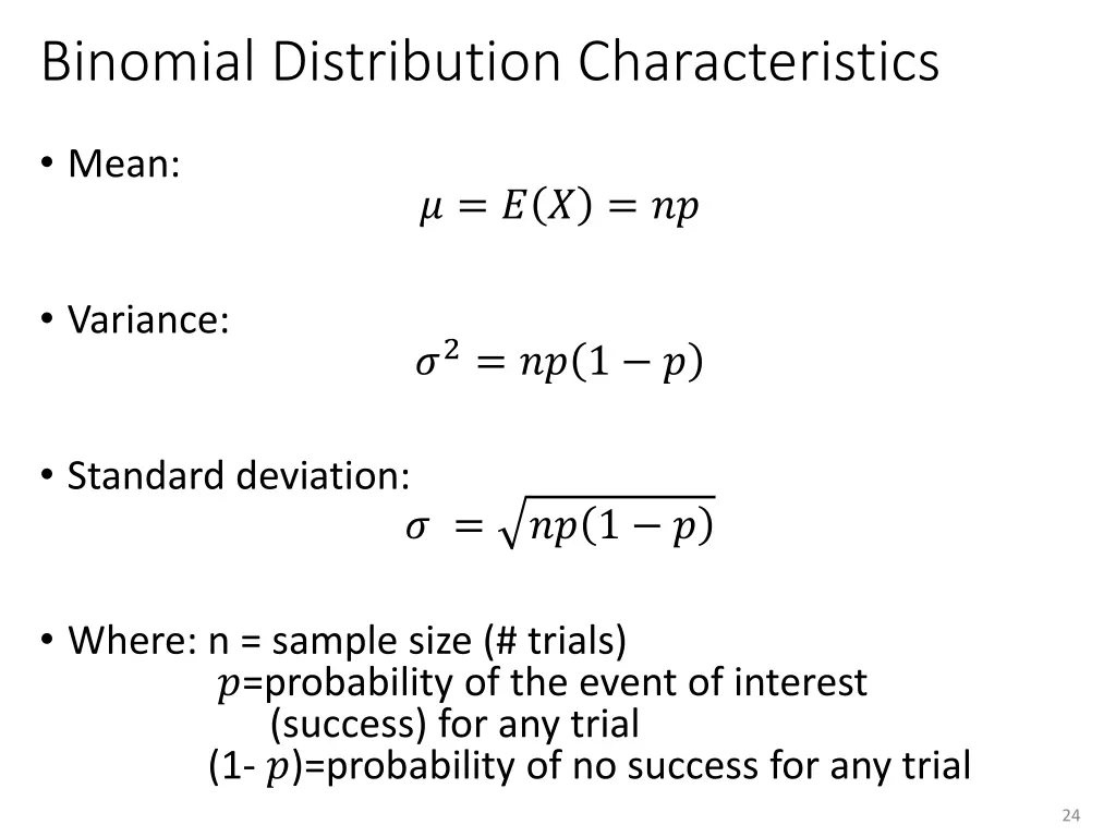 binomial distribution characteristics