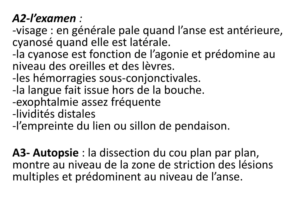 a2 l examen visage en g n rale pale quand l anse