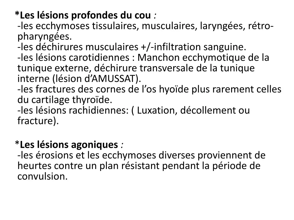 les l sions profondes du cou les ecchymoses