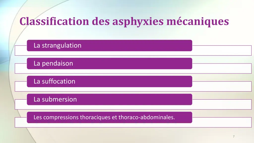 classification des asphyxies m caniques