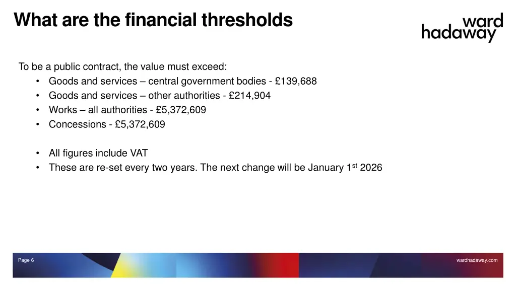 what are the financial thresholds