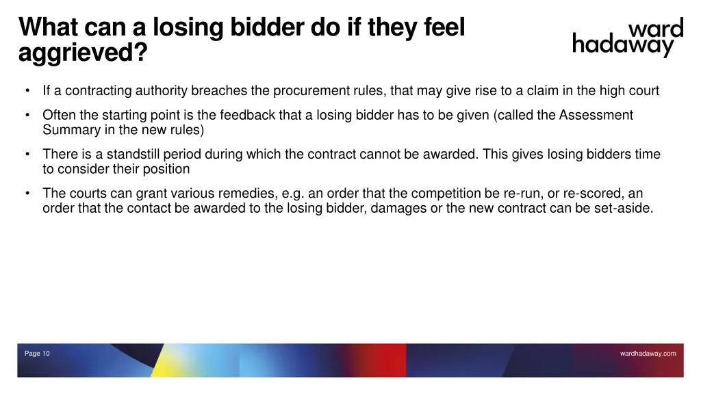 what can a losing bidder do if they feel aggrieved