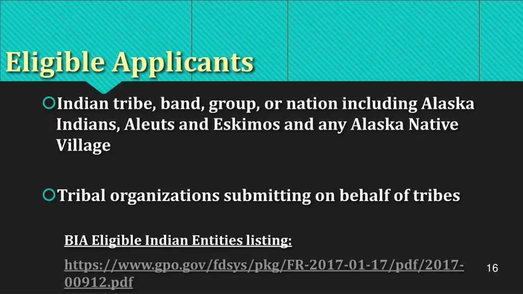 eligible applicants