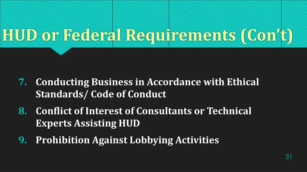 hud or federal requirements con t