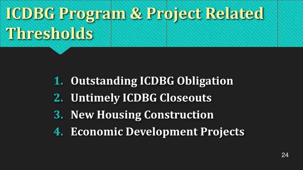 icdbg program project related thresholds