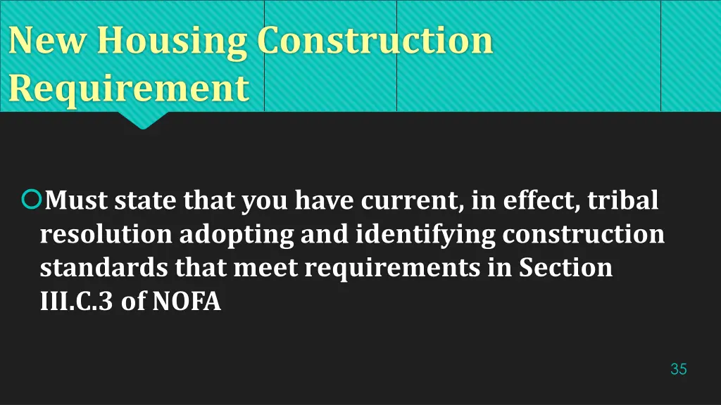 new housing construction requirement