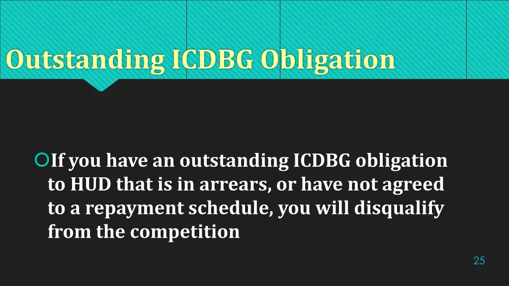 outstanding icdbg obligation