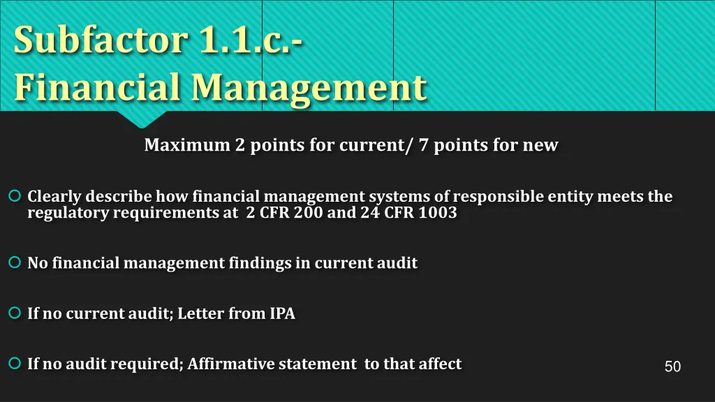 subfactor 1 1 c financial management
