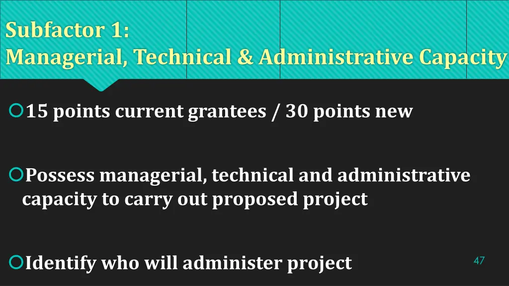 subfactor 1 managerial technical administrative