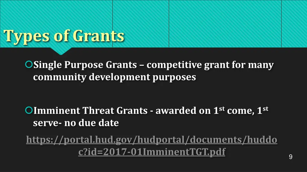types of grants