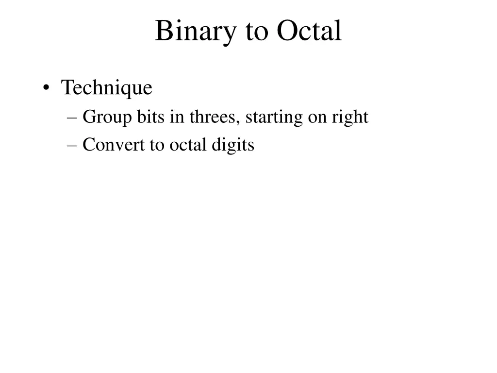 binary to octal