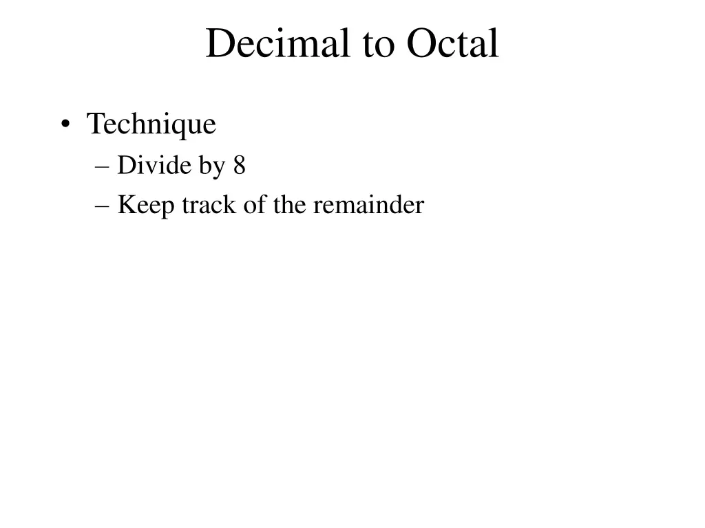 decimal to octal