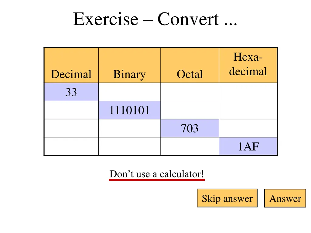 exercise convert