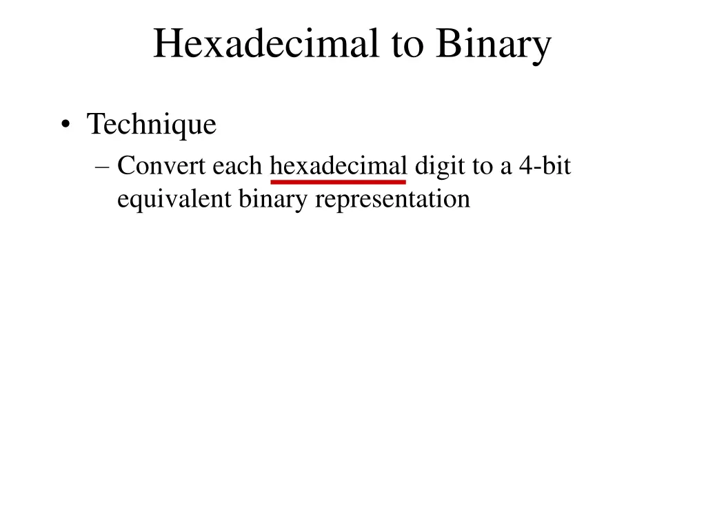hexadecimal to binary