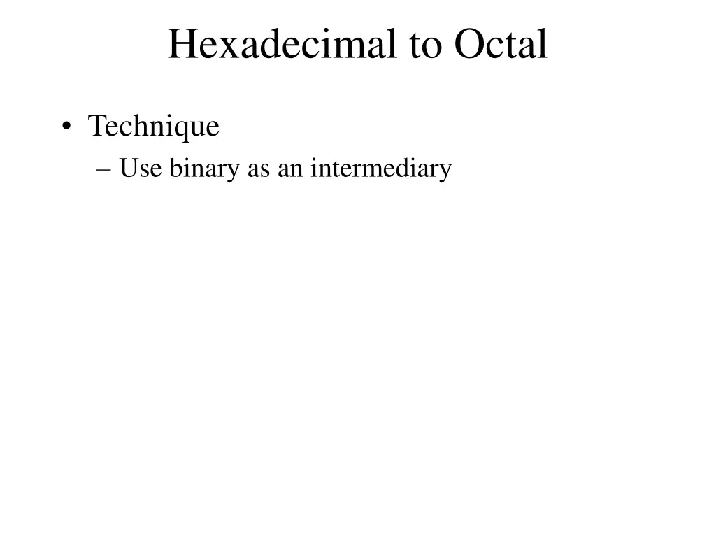 hexadecimal to octal