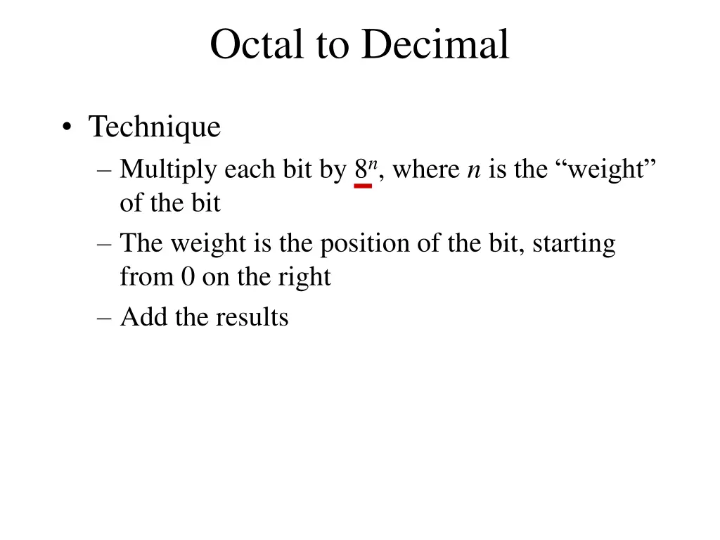 octal to decimal